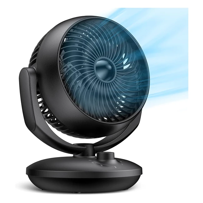 Quiet Air Circulator Desk Fan  Energy Efficient  3 Speed Settings  90 Tilt 