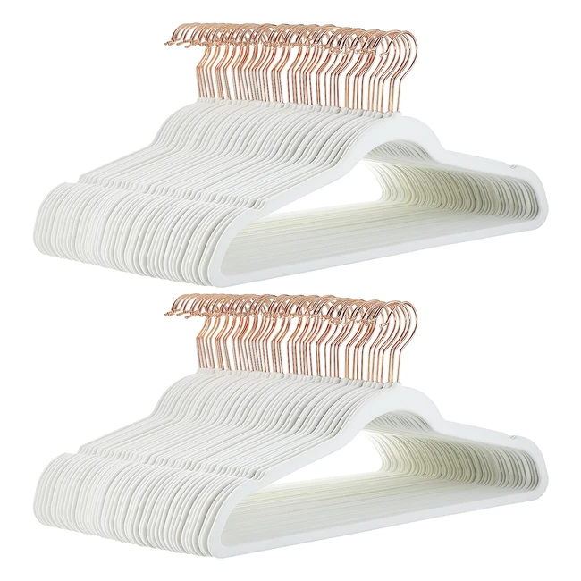 Amazon Basics 100-Pack Matching Hangers for Suits, Trousers, Blazers - Ivory/Rose Gold