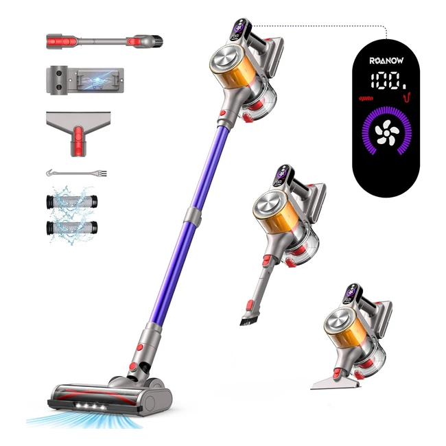 Roanow Aspirapolvere Senza Fili 45kpa550w 60 Minuti - Scopa Elettrica Potente - 