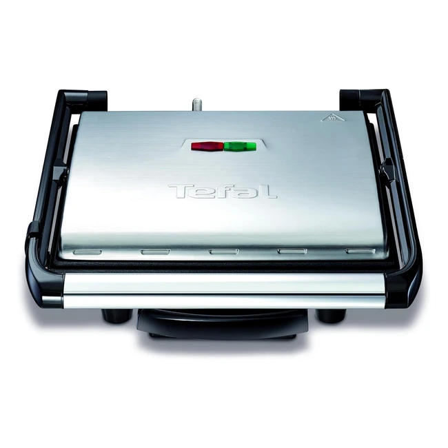 Tefal Grill Multifunción Inicio GC241D - Potencia 2000W - Placas Antiadherentes - ¡Toque Frío! - Fácil de Guardar - Bandeja Recogejugos Extraíble - Negro/Plateado