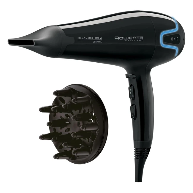 Secador Rowenta Infinity Pro CV8730 - Motor AC 2200W - 2 Boquillas - Difusor - 2