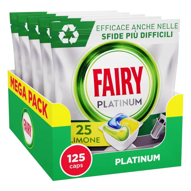 Fairy Platinum Detersivo Pastiglie Lavastoviglie 125 Capsule Limone - Efficace Sistema Prelavaggio