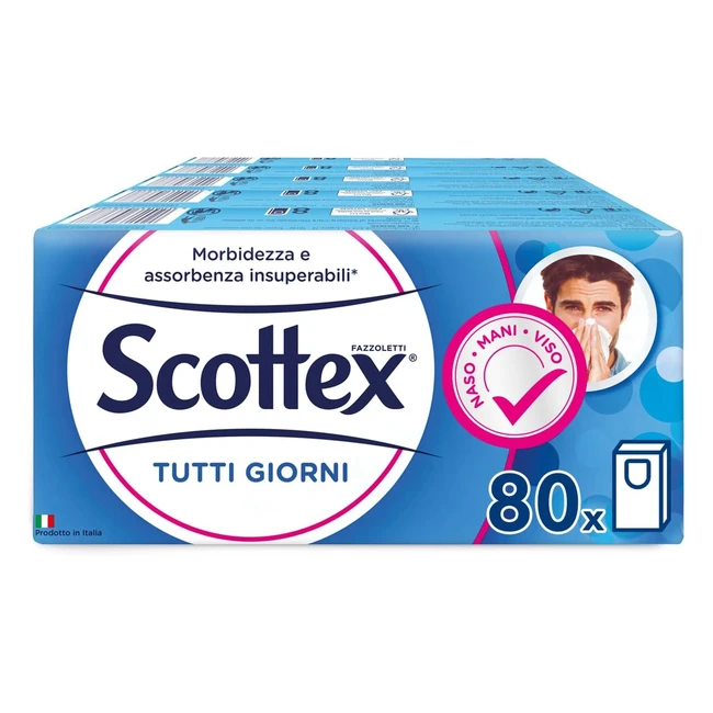Scottex Fazzoletti di Carta 80pz 10x8 - Morbidezza e Assorbenza Insuperabili
