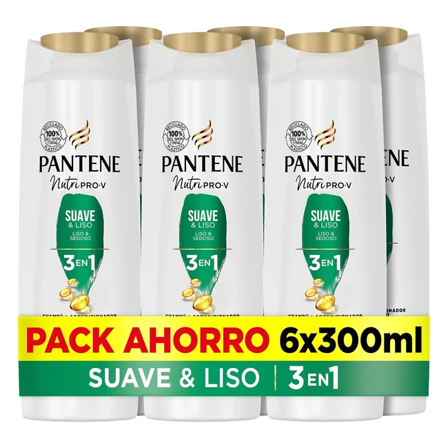 Pantene Champ Acondicionador Tratamiento 3en1 Suave Liso Nutri Prov 6x300 ml