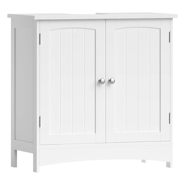 VASAGLE BBC01WT Unterschrank mit 2 Türen Waschtisch Unterschrank Badezimmerschrank verstellbarer Regal viel Stauraum freistehend Landhausstil 60 x 30 x 60 cm Weiß