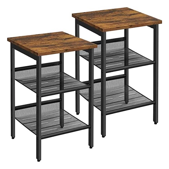 VASAGLE Industrial Side Table Set LET24X - Set of 2 Bedside Tables with Adjustab