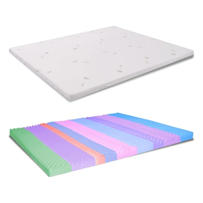 Topper Memory Matrimoniale 160x195 - Ailime SRL - Correttore Bugnato 5cm - Aloe 