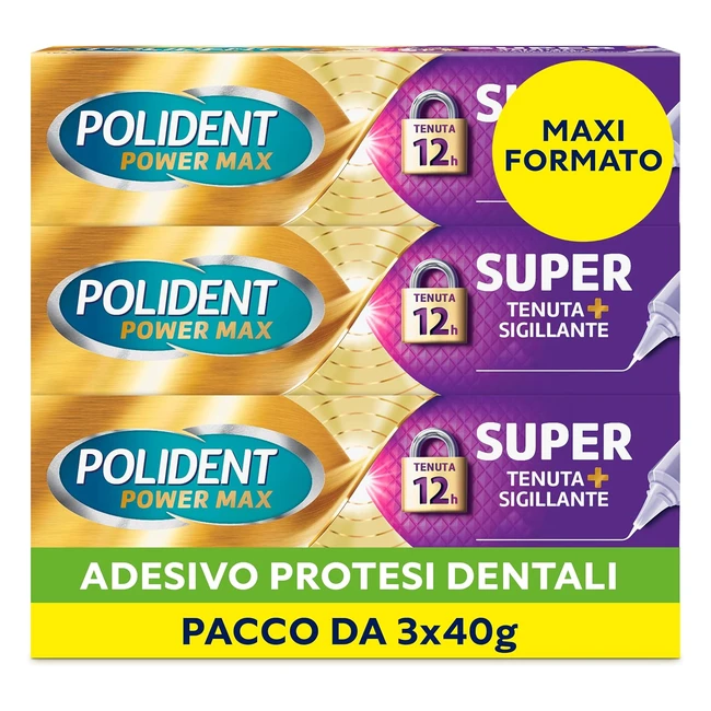 Polident Super Tenuta Adesivo Protesi Dentale 12 Ore Tenuta Giornaliera 3x40g