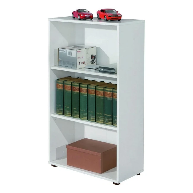 Libreria Bianca dmora con 3 Ripiani - Design Minimalista - 60x110x30 cm