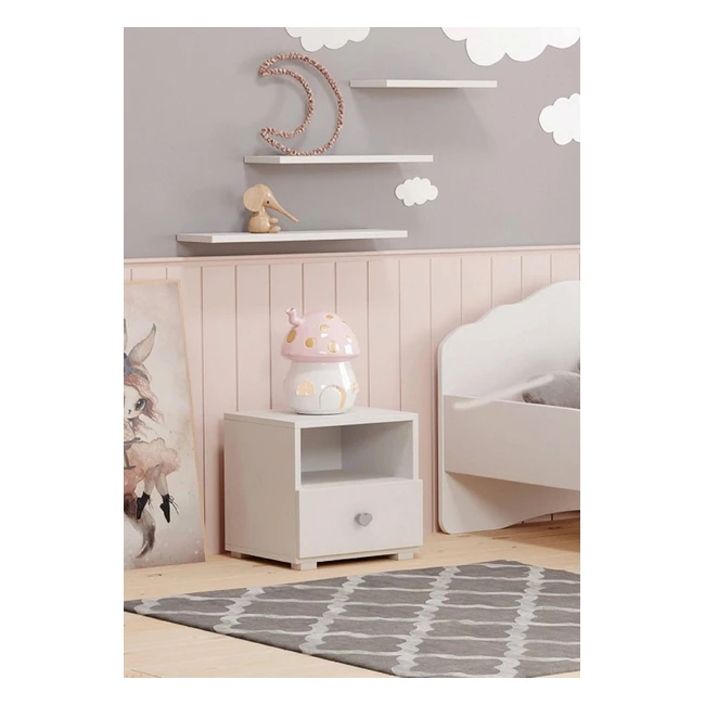 Comodino Moderno Dmora con 1 Cassetto - Bianco e Grigio - 40x38h41