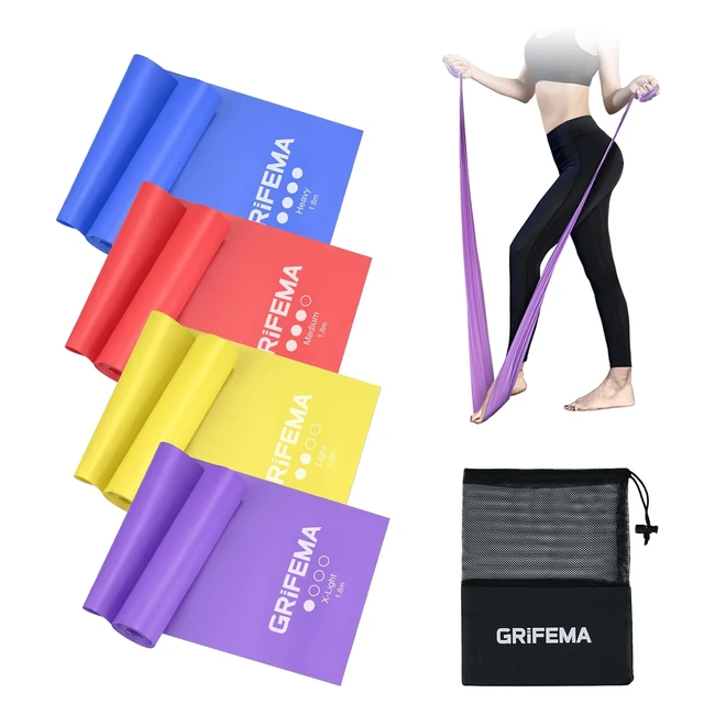 Grifema GA5002 Bande Élastique Musculation Unisexadult Blue Red Yellow Purple Xlightlightmediumheavy