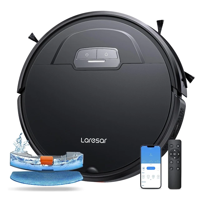 Laresar Aspirateur Robot 4500 Pa - Auto Capteur de Traçage - Aspirateur Robot Laveur - Poils d'Animaux - Ultra-mince - Alexa/Wifi/App Contrôle - Idéal pour Tapis/Sol Dur - Evol 3