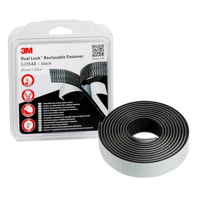 3M Sistema Fissaggio Dual Lock SJ354B 25mm x 25m Ottima Adesione Polipropilene A