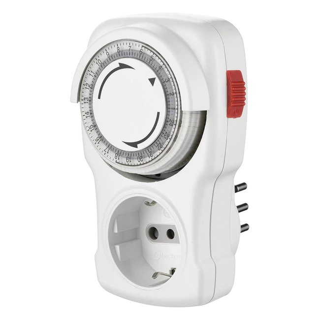 Programmatore Timer Elettrico Electraline 58113 - Presa Schuko 10A Bianco
