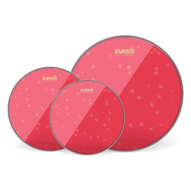 Evans Drum Heads Hydraulic Red Fusion Pack 10 12 14 Inch with UV1 Coated Snare H